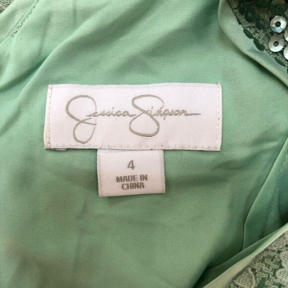 Jessica Simpson asymmetrical mint green sequin dress woman’s‎ size 4 - Picture 2 of 9
